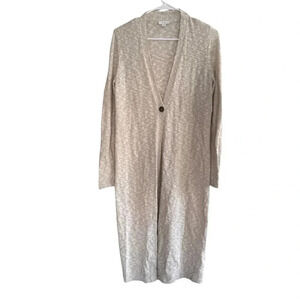 Pure Jill Knit Beige Sweater Long Cardigan One Button Long Sleeve XS